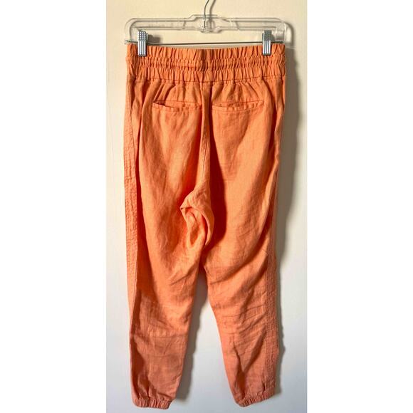 Athleta Elastic Waist Linen Joggers Pants Orange Size 2 - Picture 3 of 9